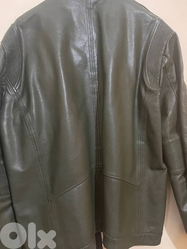 Jack jones dark olive leather jacket size xxl 9