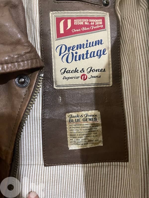 JACK JONES brown leather jacket size xxl 1