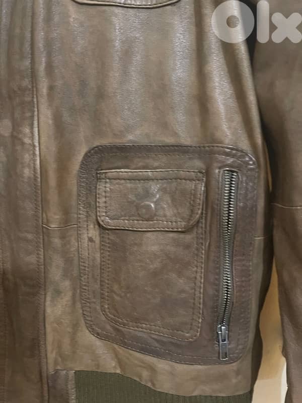 JACK JONES brown leather jacket size xxl 3