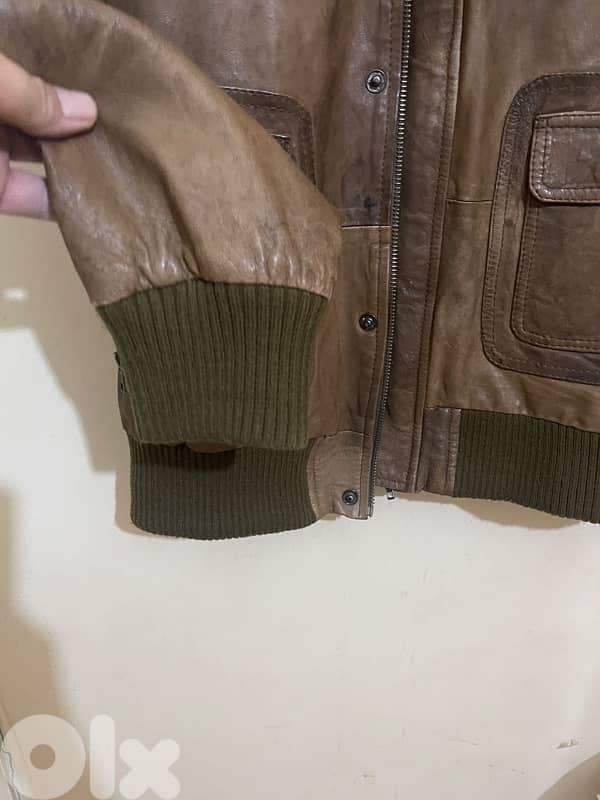 JACK JONES brown leather jacket size xxl 5