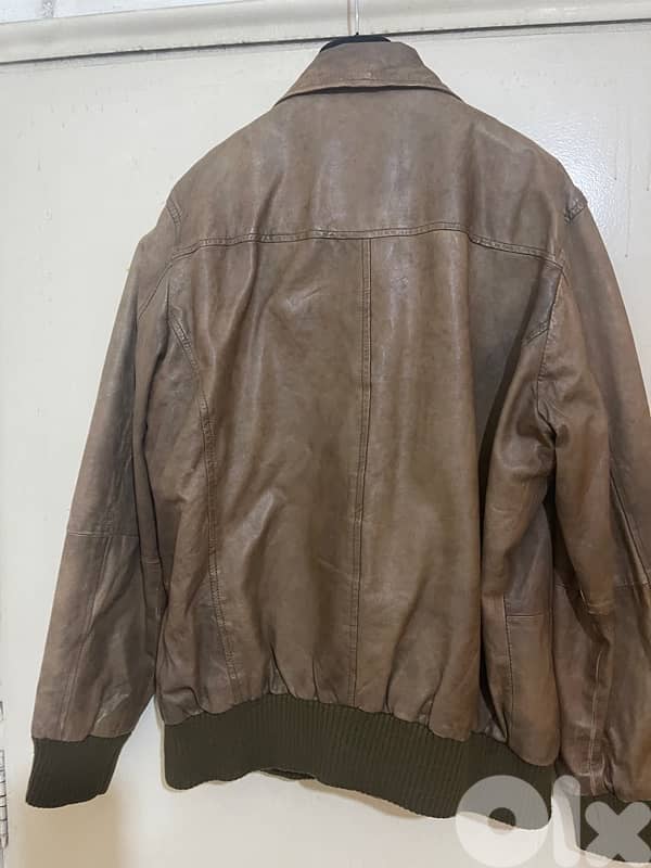 JACK JONES brown leather jacket size xxl 6