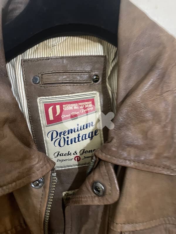 JACK JONES brown leather jacket size xxl 8