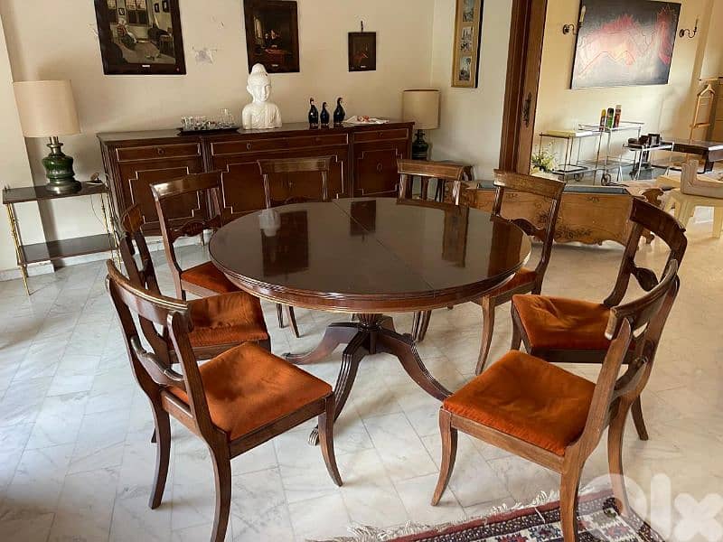 اوضة سفرة انكليزي قديم خشب زان 0