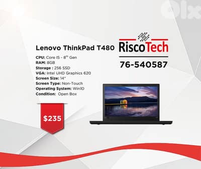 LAPTOP LENOVO THINKPAD T480 - Core I5 - RAM 8GB - 256GB SSD - لابتوب