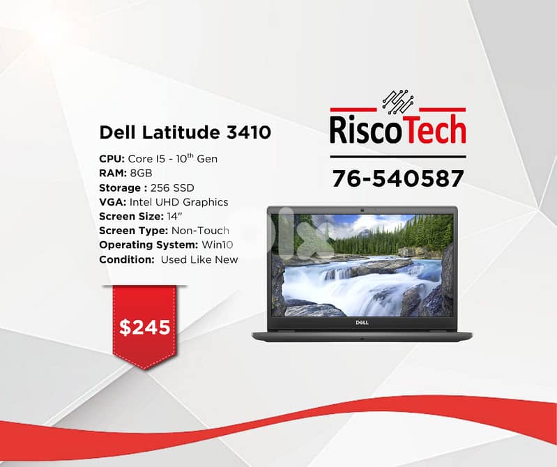 LAPTOP DELL LATITUDE 3410 - Core I5 - RAM 8GB - 256GB SSD - لابتوب 0