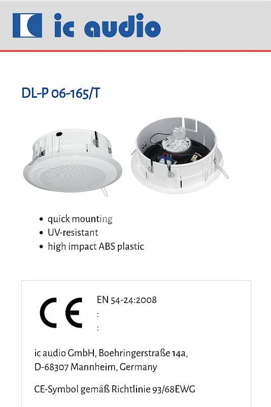 Ic audio Ceiling Speaker × 8 , made in germany 3