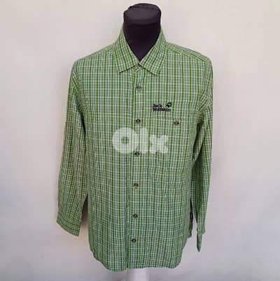 Jack Wolfskin QMC Plaid Outdoor button-UP Long Sleeve shirt Mens S