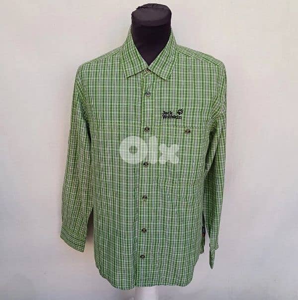 Jack Wolfskin QMC Plaid Outdoor button-UP Long Sleeve shirt Mens S 0