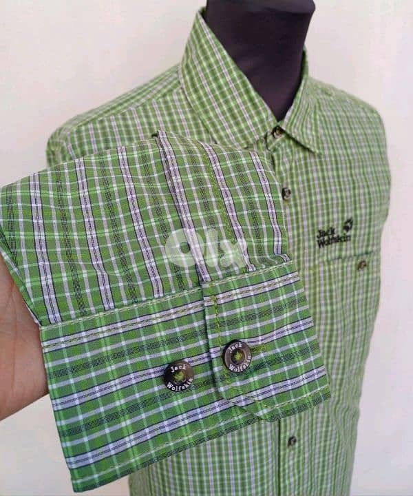 Jack Wolfskin QMC Plaid Outdoor button-UP Long Sleeve shirt Mens S 7