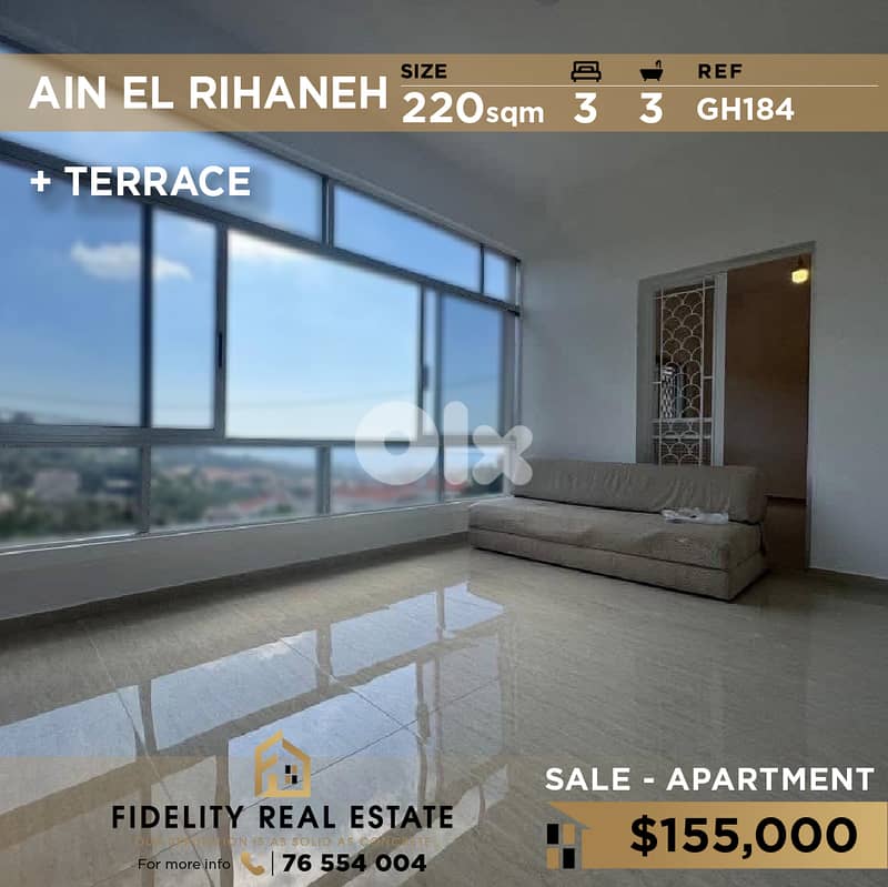 Apartment for sale in Ain El Rihaneh GH184 شقة للبيع في عين الريحانة 0
