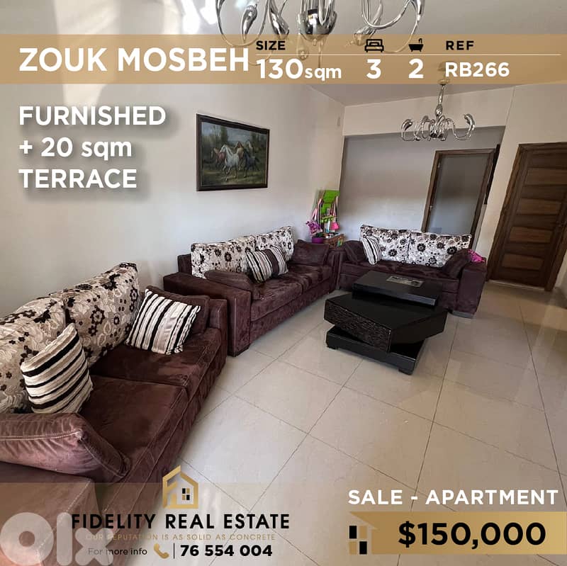 Apartment for sale in Zouk Mosbeh RB266 شقة مفروشة للبيع في زوق مصبح 0