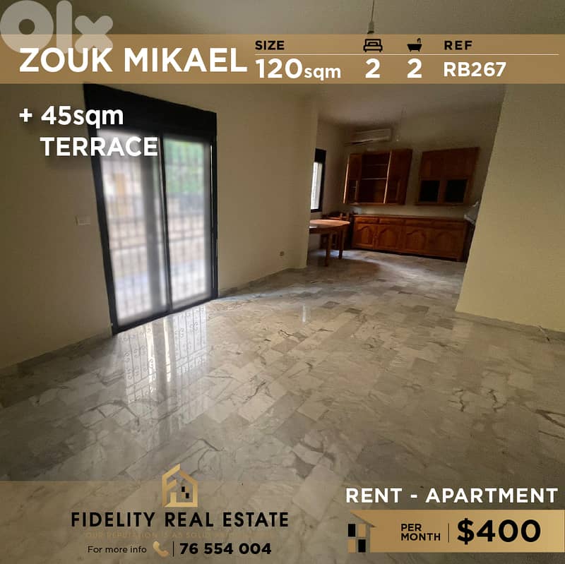 Apartment for rent in Zouk Mikael RB267 شقة  للإيجار في زوق  مكايل، 0
