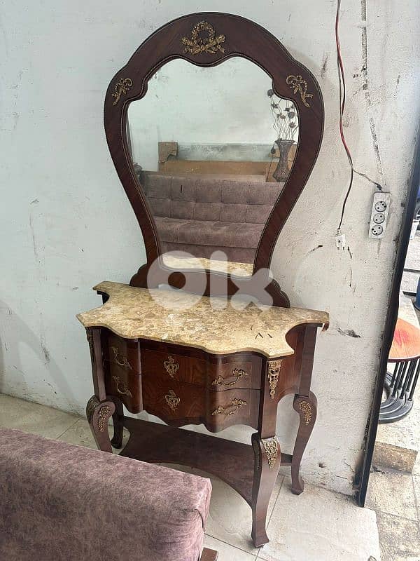 قنصول وج رخام مع مرايا مصري خشب زان انتيك مرصع نحاس 2