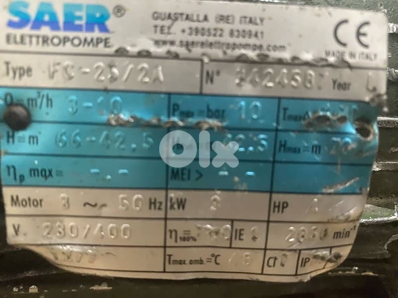 water pump مضخة مياه saer 4hp ايطالية 1