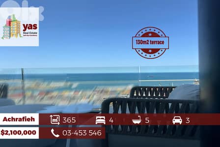 Achrafieh 365m2 | 130m2 Terrace | Upgraded | Sea View | Prime | TYT/SK
