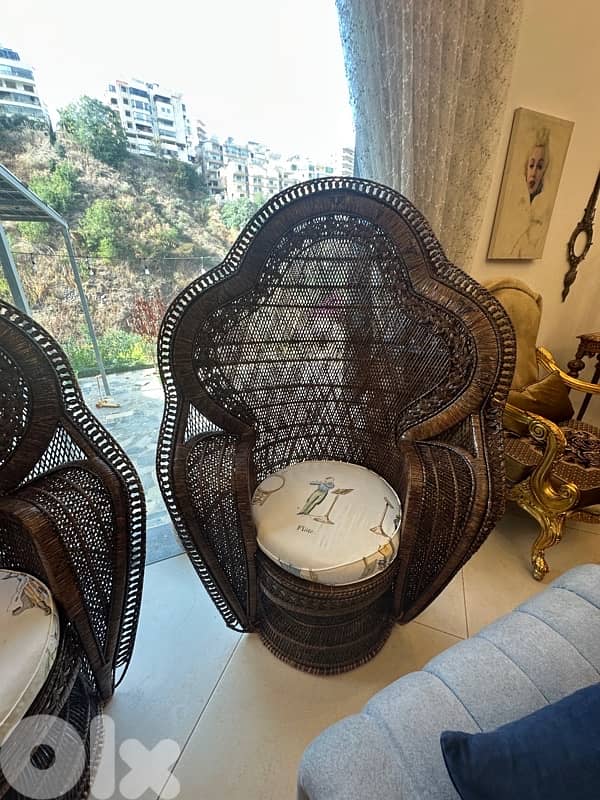 Peacock Emmanuelle Wicker Chair / Kok Maison / 1970s 3