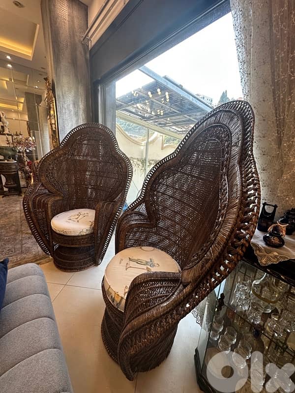 Peacock Emmanuelle Wicker Chair / Kok Maison / 1970s 6