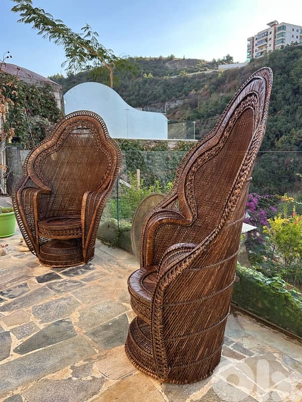 Peacock Emmanuelle Wicker Chair / Kok Maison / 1970s 9