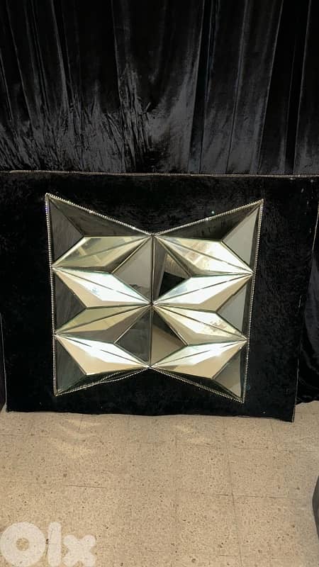 Mirror deluxe design with curtain black edition shemwa and lamp 0