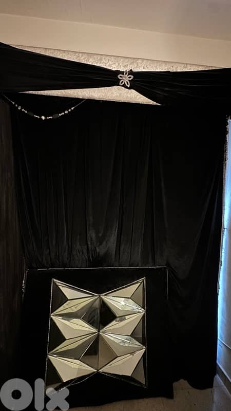 Mirror deluxe design with curtain black edition shemwa and lamp 1