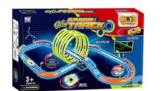 61-Piece Glow Speed Track glowing stunt track set
