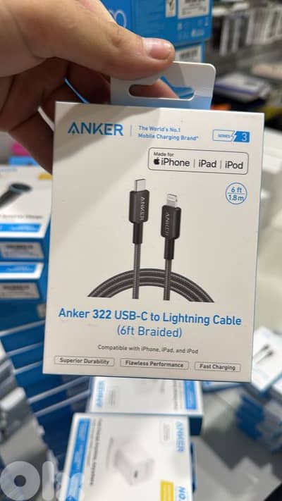 Anker 322 usb-c to lightning 6ft black braided cable