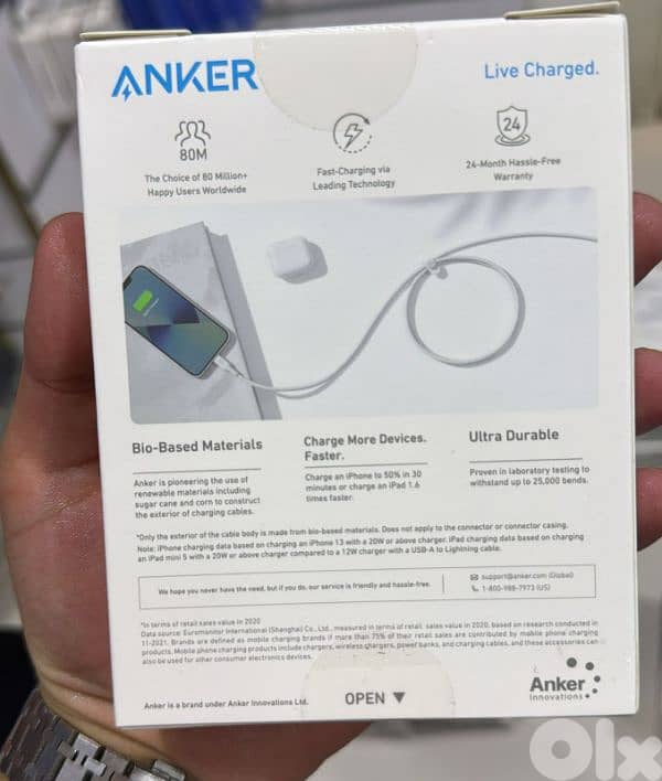 Anker 542 usb-c to lightning 6ft white 1