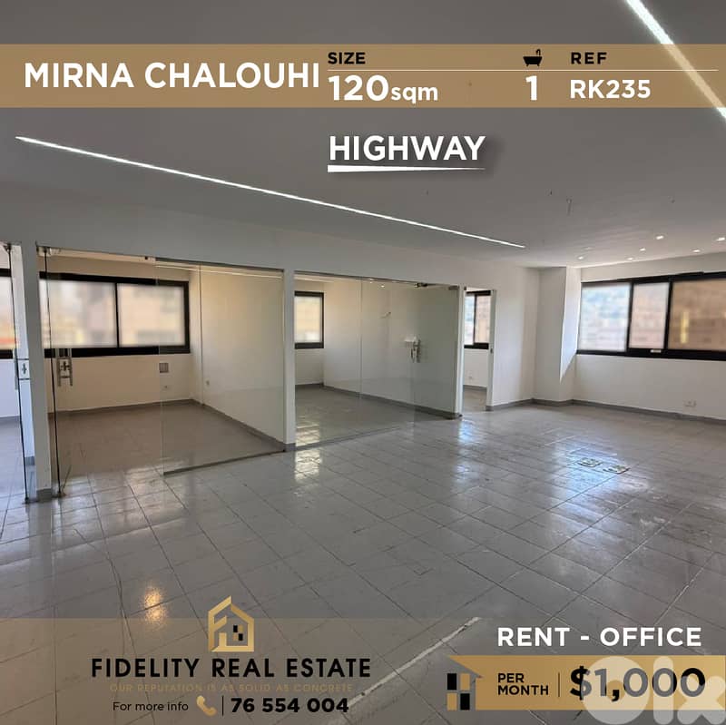 Office for rent in Mirna Chalouhi RK235 مكتب للإيجار في ميرنا شالوحي 0