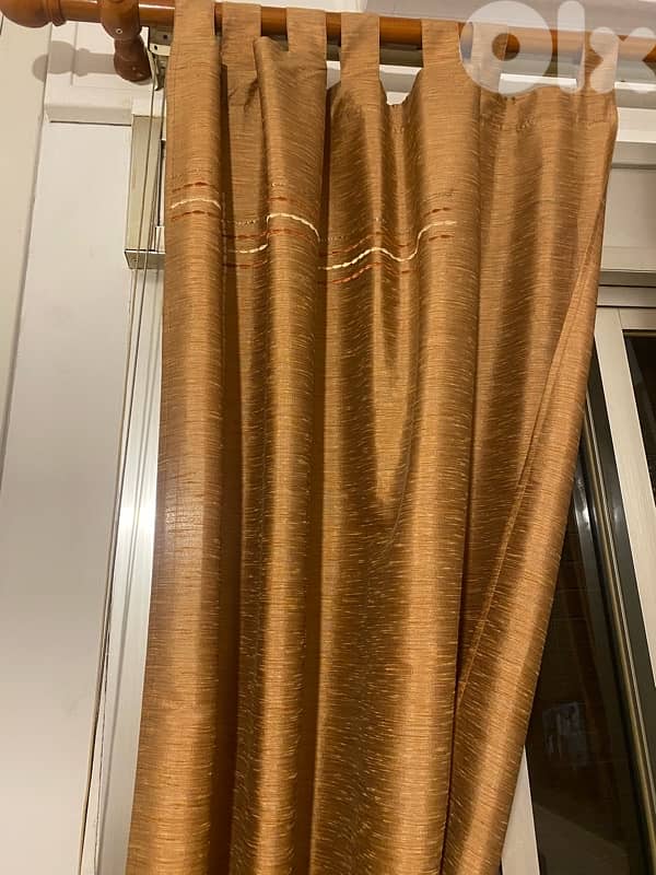 Brick color curtains with paillette design - 110cm X 230cm - 1