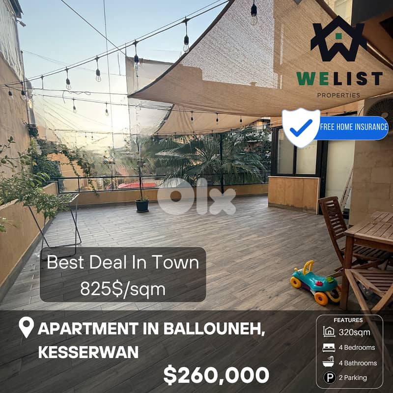 Apartment for sale in Ballouneh شقة للبيع في منطقة بلونه 0