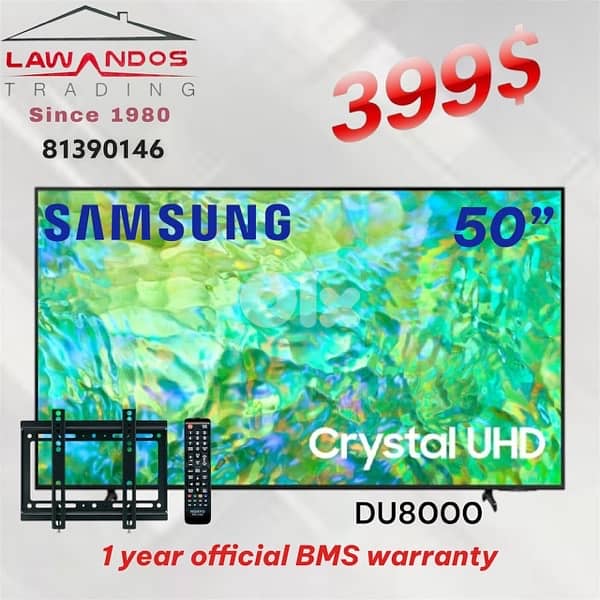 Led SAMSUNG original 50”,55” DU8000 مع ستاند حائط وروموت 0
