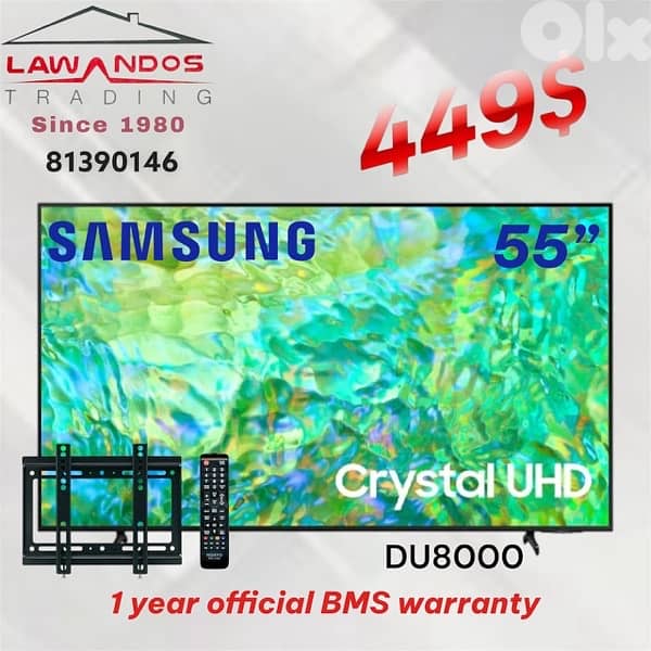 Led SAMSUNG original 50”,55” DU8000 مع ستاند حائط وروموت 1