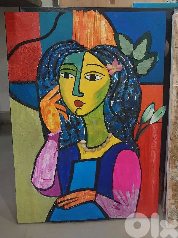 Lady in blue painting 0