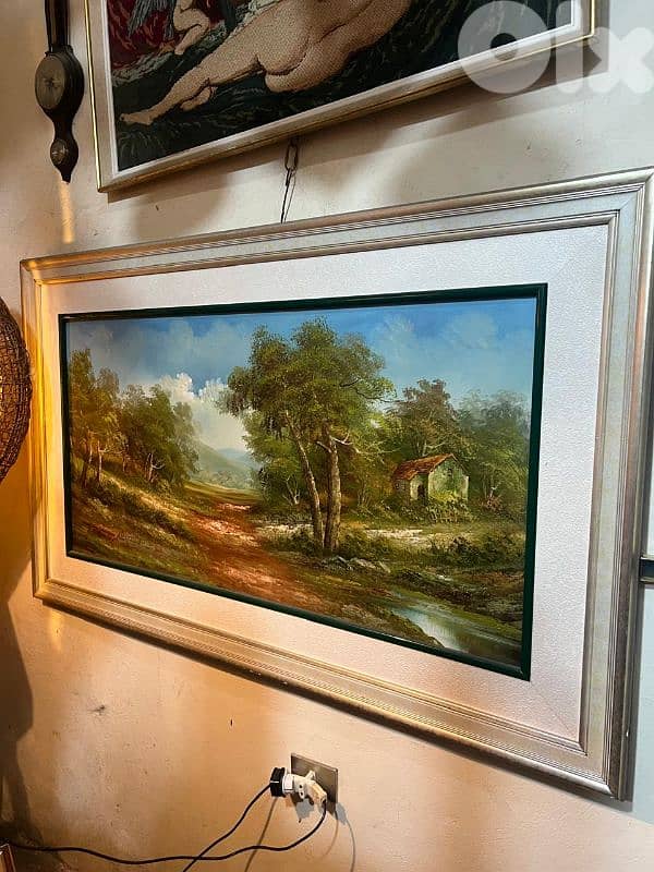 لوحة تابلو رسم painture يدوي زيتي ممضي اصلي طبيعة سعر لقطة 0