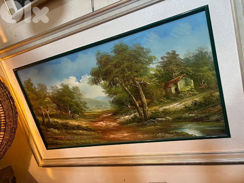 لوحة تابلو رسم painture يدوي زيتي ممضي اصلي طبيعة سعر لقطة 2