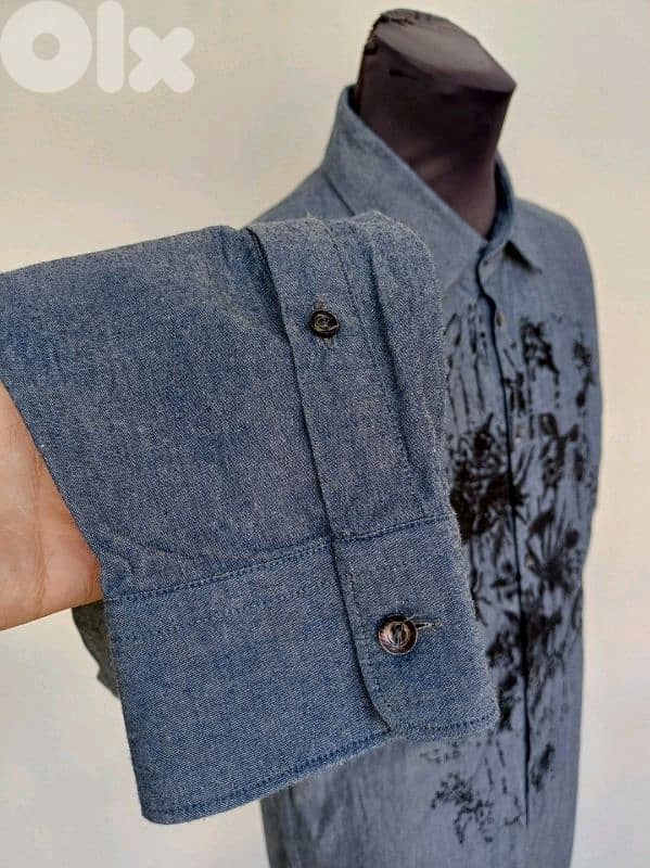 Diesel Black Gold 100% Cotton Button-Up Shirt Size Mens 48 3