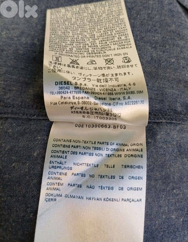 Diesel Black Gold 100% Cotton Button-Up Shirt Size Mens 48 8