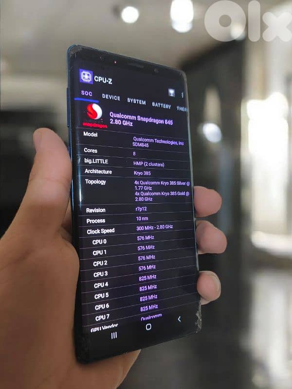 galaxy note 9  هاتف كسر بالشاشة معالج سناب دراحون 3