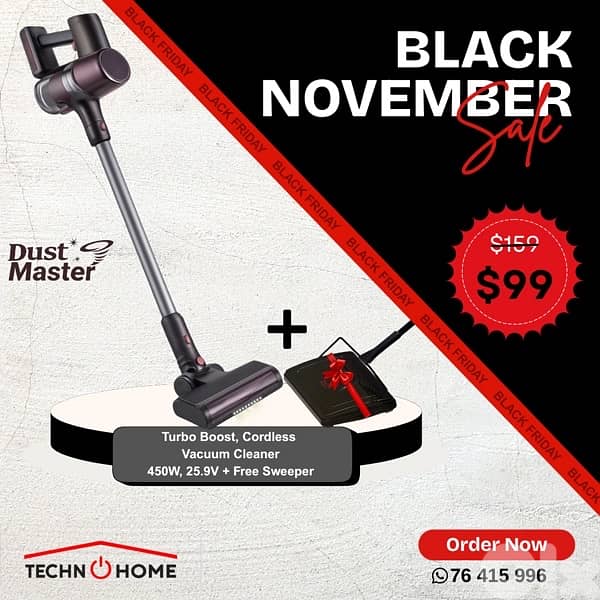 Dust Master turbo Boost 350W Cordless Vacuum Cleaner + Free Sweeper 0