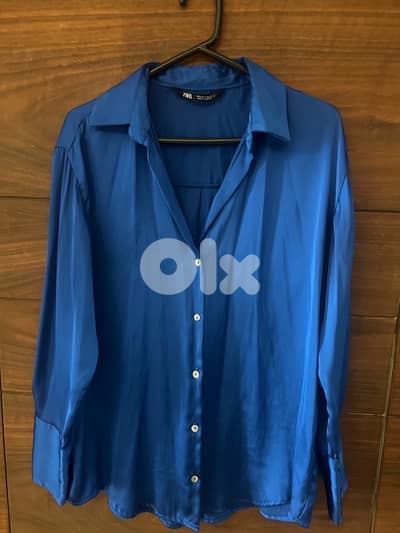 Zara blue silk shirt