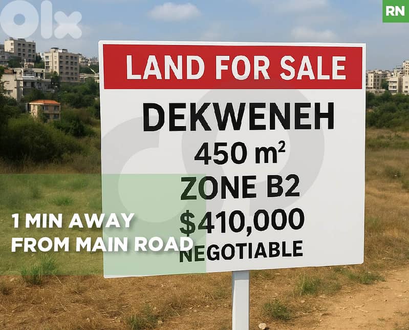 Prime 450SQM plot land in the sought-after Dekweneh Area REF#RN128974 0