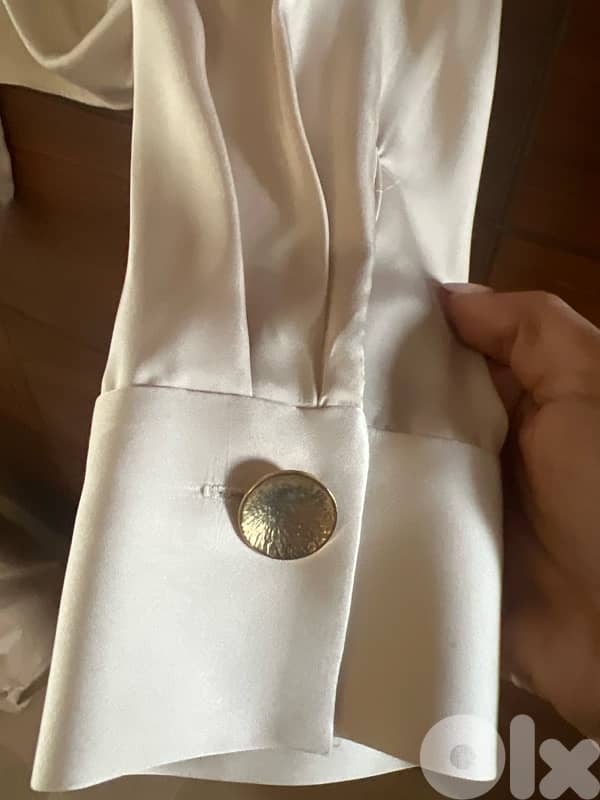 Zara silk off white classy shirt 1