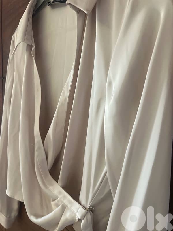 Zara silk off white classy shirt 2