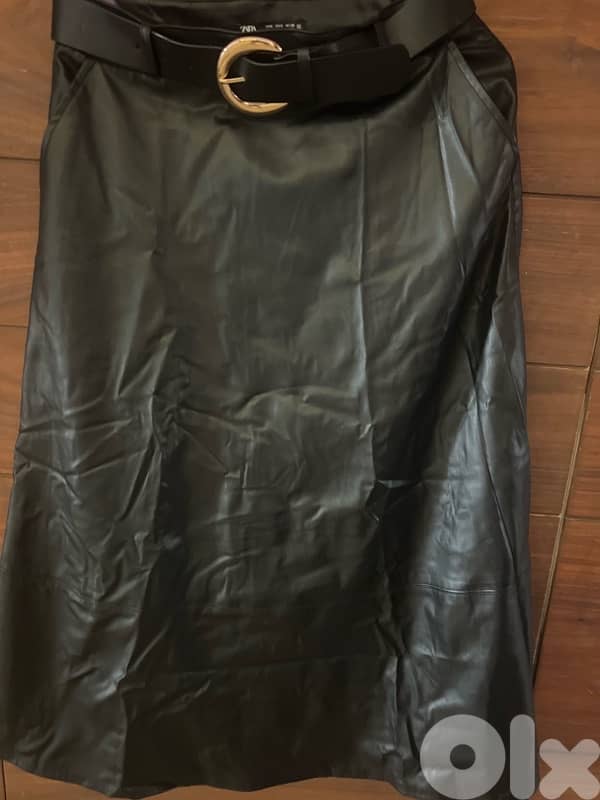 Zara long leather stylish skirt 0