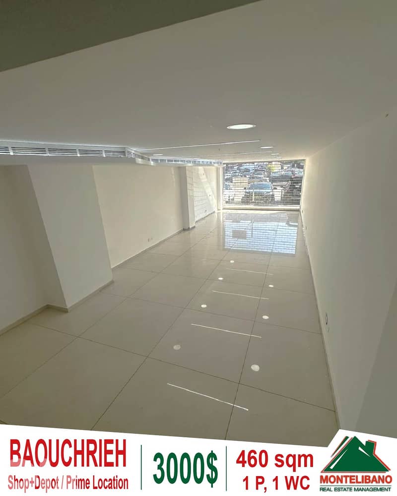 Prime Location 460 Sqm Shop & Depot For Rent in Baouchrieh (بوشرية) 0