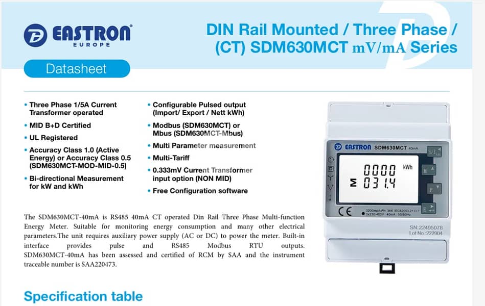 Eastron 3 phase energy meter 3