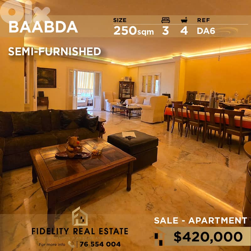Apartment for sale in Baabda DA6 شقة للبيع في بعبدا 0