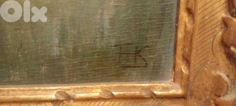 لوحة زيتية رسم كادر خشب ذهبي طول 89cm عرض 68cm 2