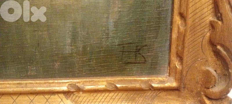 لوحة زيتية رسم كادر خشب ذهبي طول 89cm عرض 68cm 3
