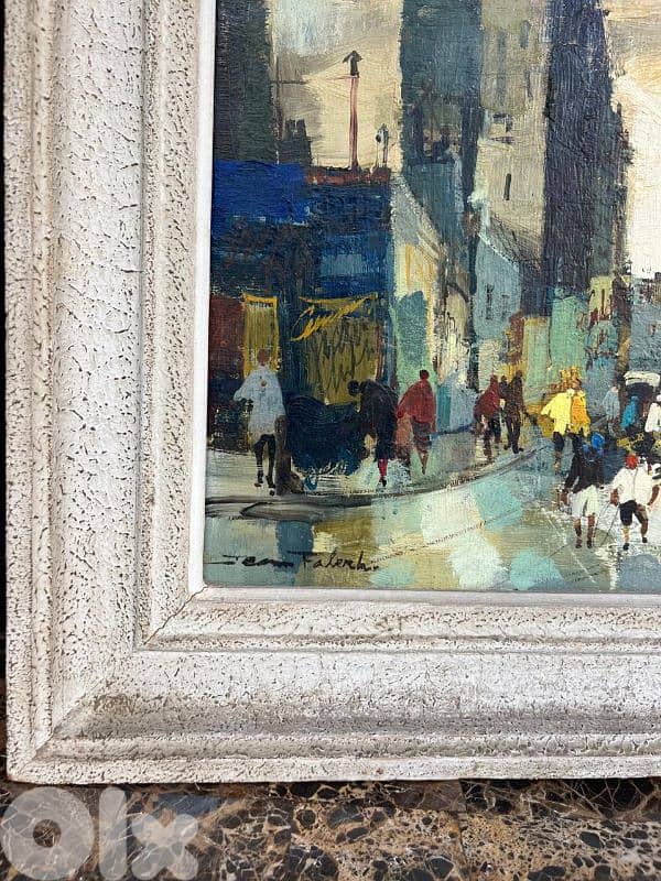 French tableau لوحة تابلو فرنسية ممضية اصلية تصميم 1950 'ولا اروع 1